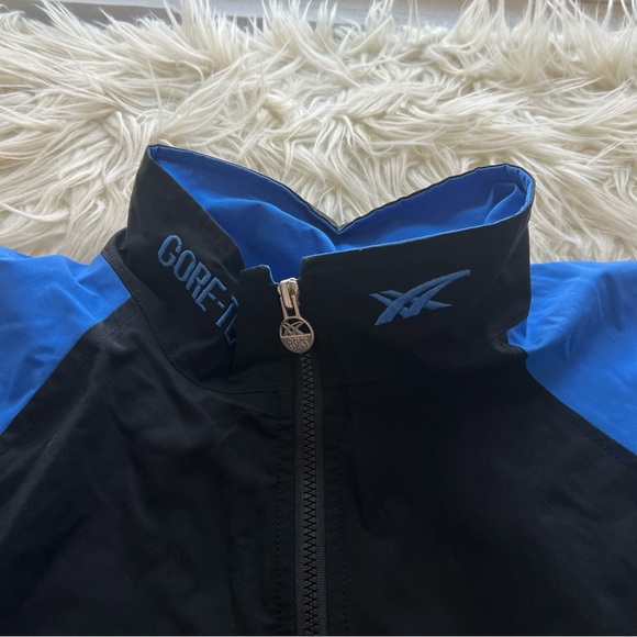 Vintage 90s ASICS Gore Tex Full Zip Windbreaker Jacket Blue Black Retro Size L - Picture 3 of 8